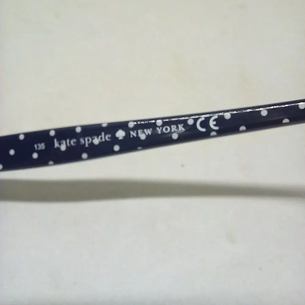 Kate Spade New York Ambrosette Eyeglass Frames-Navy Polka Dots-Rectangle